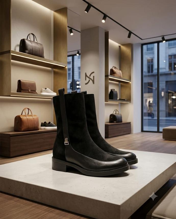BOTIN EN CUERO  RVG - Negro